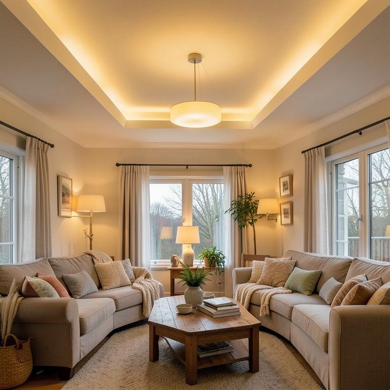 Sala residencial iluminada com lâmpadas LED