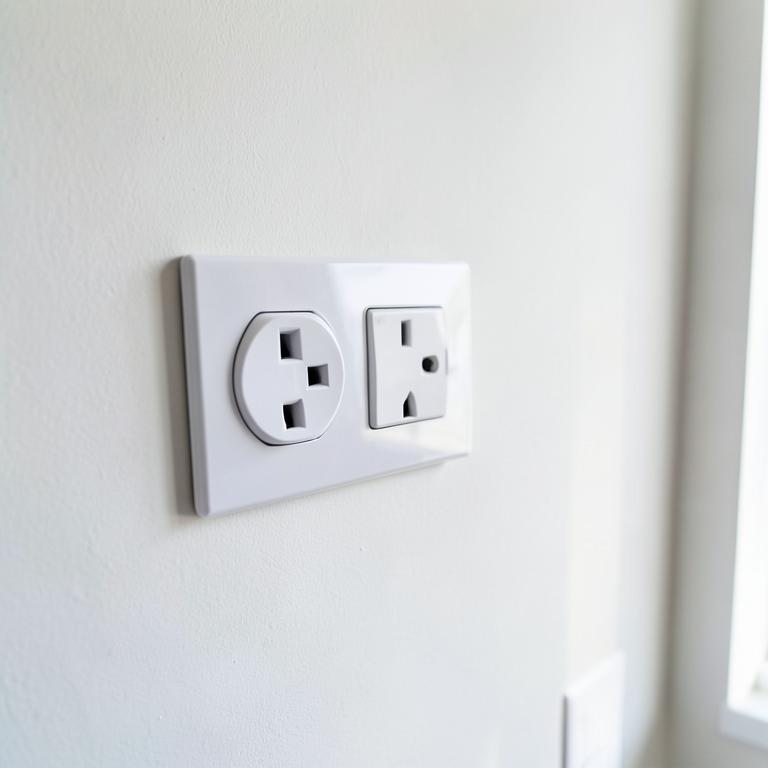 Tomadas e interruptores instalados em parede clara